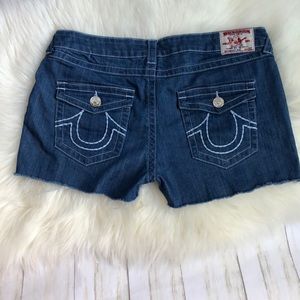 TRUE RELIGION Billy Big T Distressed Cutoff Shorts